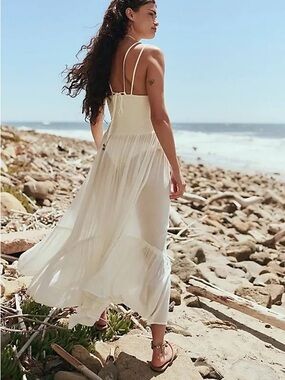 Free People  Fun in the Sun Free-est Drop Waist White Maxi Dress